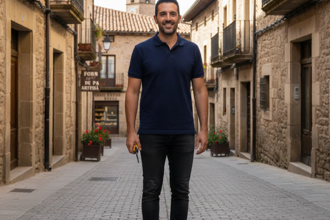 Técnico de CARDEPERSI en una calle de Cardedeu